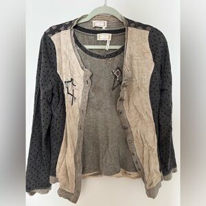 Elisa Cavaletti Gray and Beige Polka Dot Cardigan set (read description)